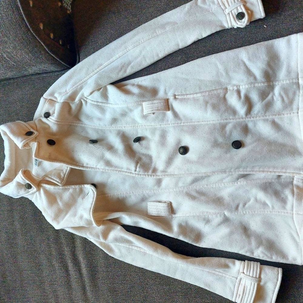 Ivory pea coat. 1 flaw circle in 4th picture